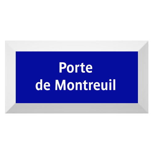 Carreau de faïence Type Métro biseauté station "Porte de Montreuil"