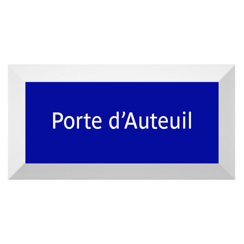 Carreau de faïence Type Métro biseauté station "Porte d'Auteuil"