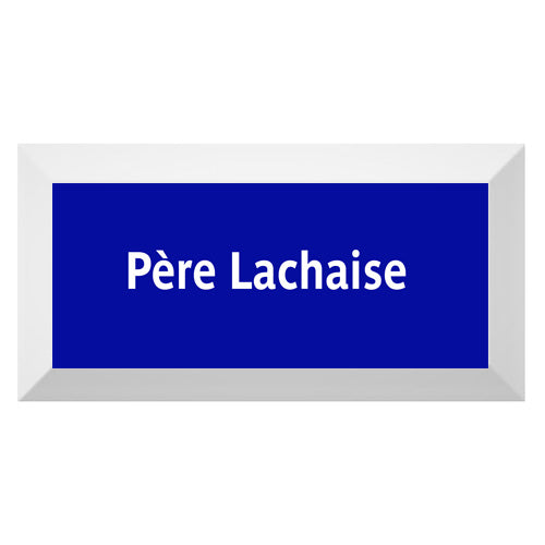 Carreau de faïence Type Métro biseauté station "Père Lachaise"